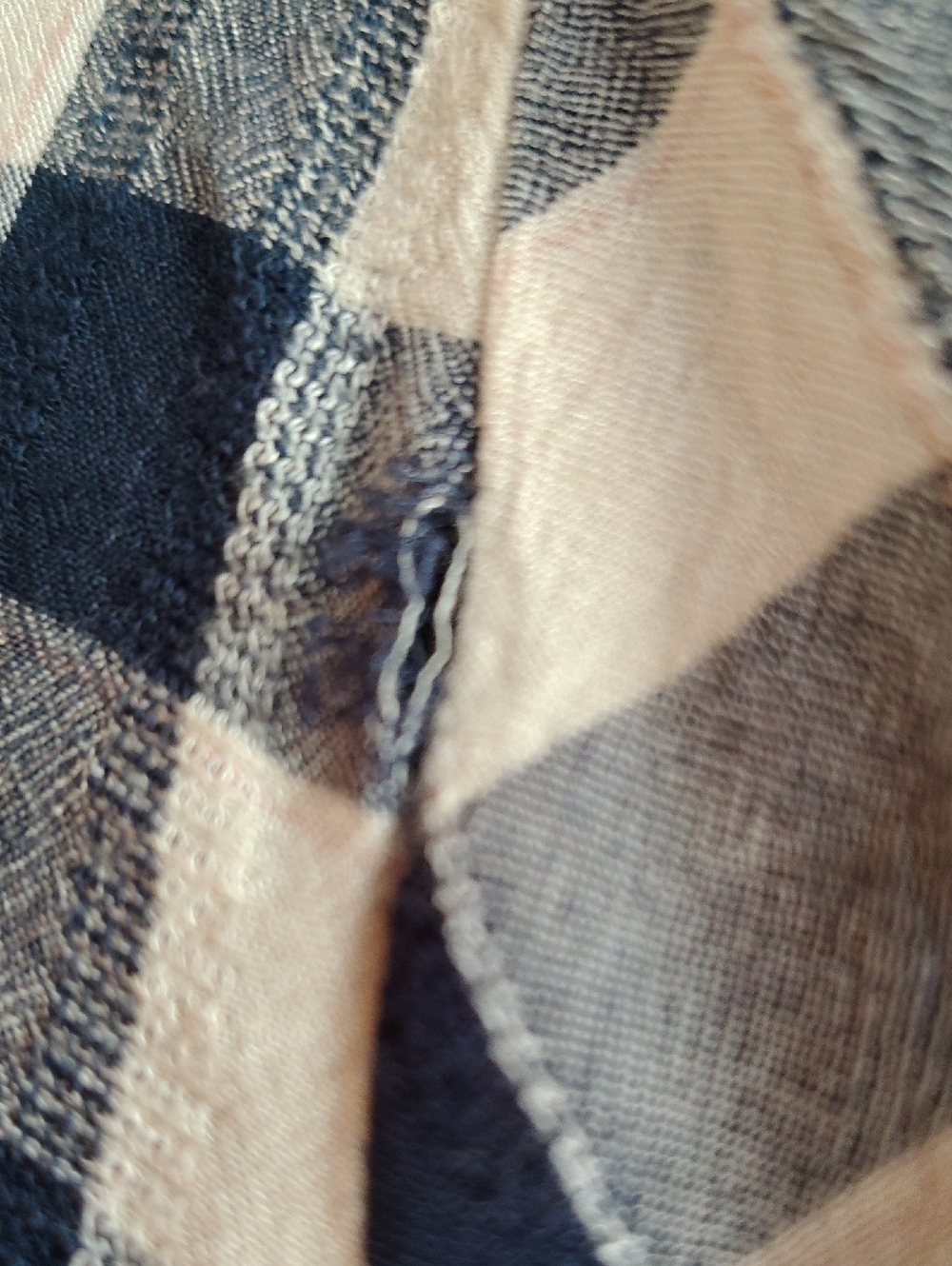 Women's Navy and White Check Peasant Top - Picture 2 of 4